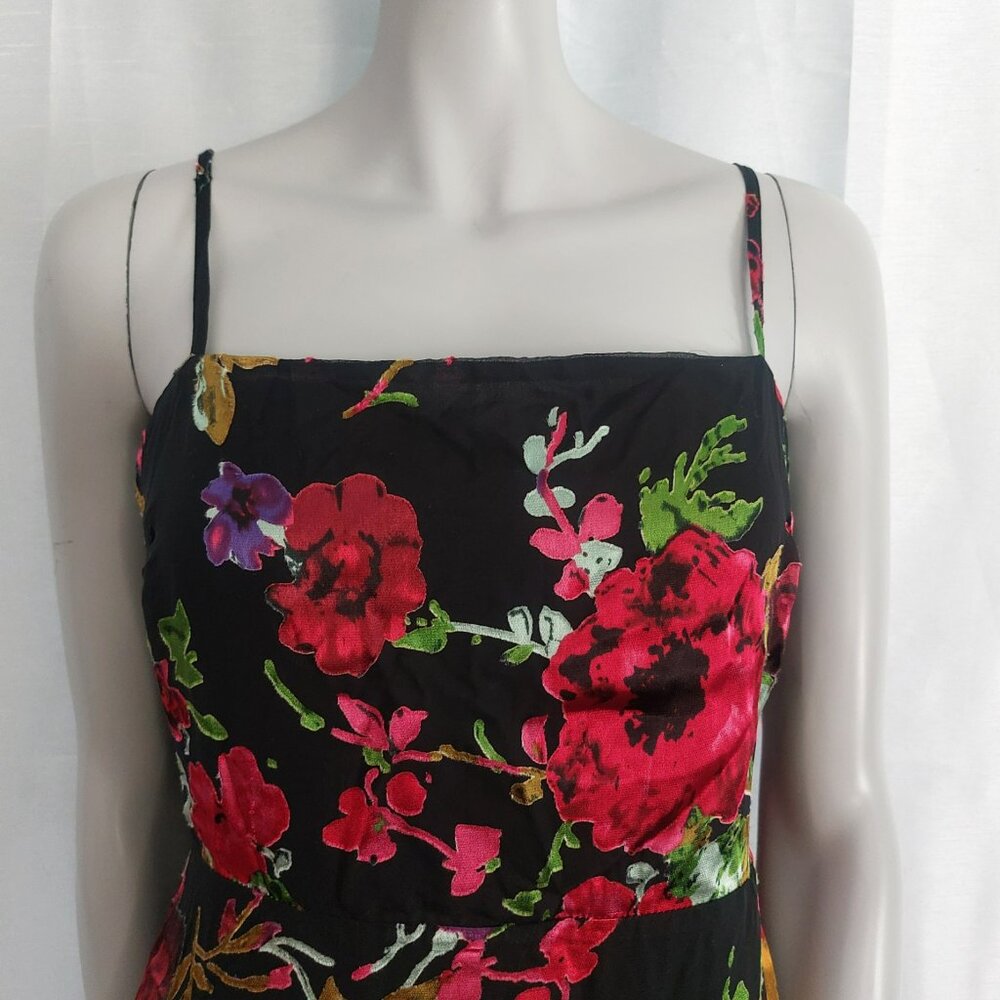 Lulus Black Floral Burnout Sleeveless Midi Cocktail Dress Medium Date Night NEW - Picture 4 of 12